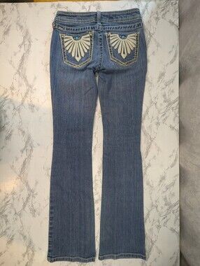 Ariat 27L Ruby Bootcut Embroidered Jeans Turquoise Rhinestone Western